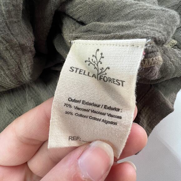 Stella Forest Blouse Womens 38 Medium Brown Green Button Front Flowy Top Boho - Picture 4 of 8